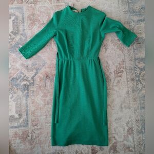 Vintage 60s Cotton Betty Barclay Green Midi belted dress